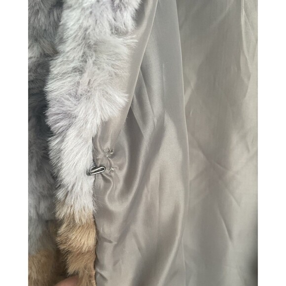 Faux Fur Coat Size M Joh Hook Closure Faux Fur Lilac Gray Cream Brown Fuzzy - Picture 7 of 16